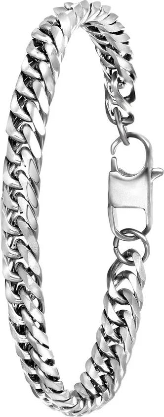 Lucardi Heren Armband gourmet mat - Staal - Armband - Cadeau - 21 cm - Zilverkleurig