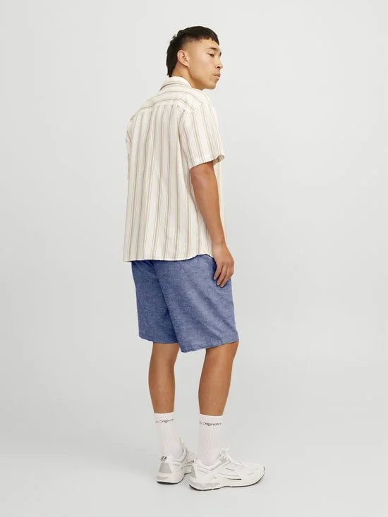 JACK & JONES Ace Summer Linen Blend Short regular fit - heren shorts - licht denim melange - Maat: XL