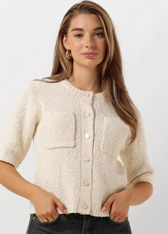 My Essential Wardrobe Carrymw Knit Cardigan Truien & vesten Dames - Sweater - Hoodie - Vest- Wit - Maat L