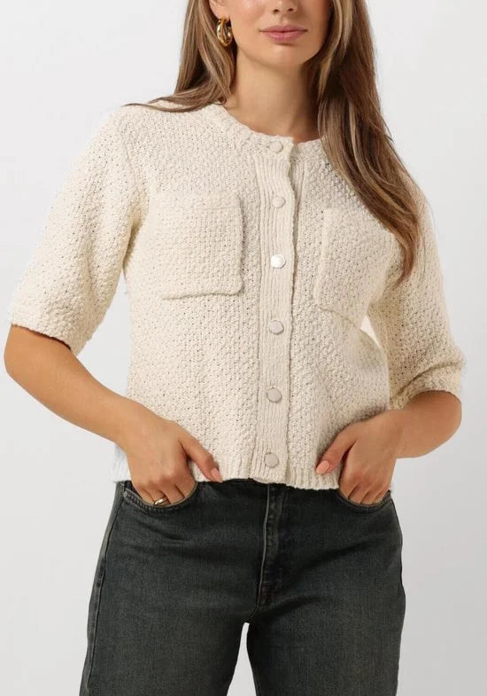 My Essential Wardrobe Carrymw Knit Cardigan Truien & vesten Dames - Sweater - Hoodie - Vest- Wit - Maat L