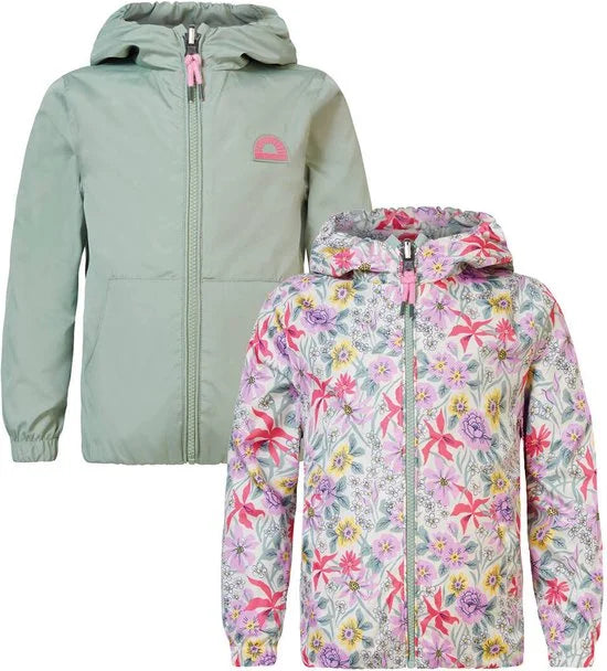 Noppies Girls Jacket Ellisville reversible all over print Meisjes Jas - Whitecap Gray - Maat 104