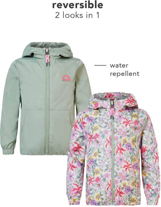 Noppies Girls Jacket Ellisville reversible all over print Meisjes Jas - Whitecap Gray - Maat 104