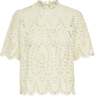 Only Nyla Life SS Anglaise Top WVN Eggnog BEIGE S