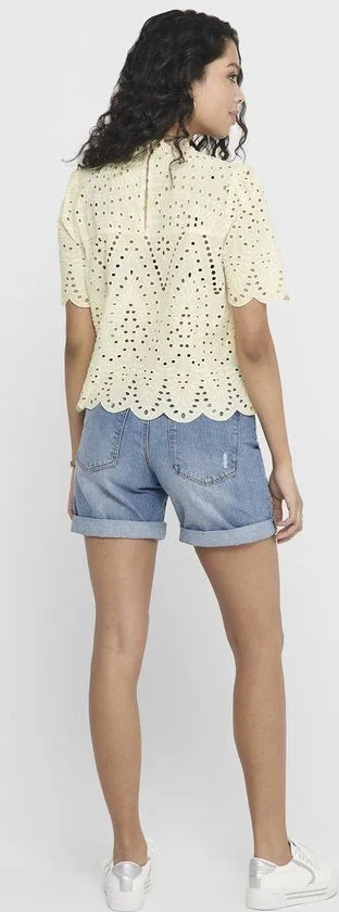 Only Nyla Life SS Anglaise Top WVN Eggnog BEIGE S