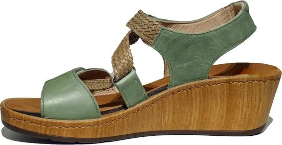 Wolky Sandalen La Jolla olijfgroen leer