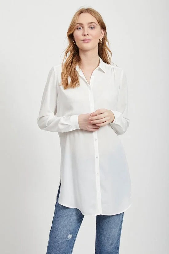 VILA VILUCY BUTTON LS TUNIC Dames T-shirt - Maat 44