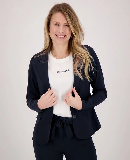 Blauwe Blazer van Je m'appelle - Dames - Travelstof - Maat M - 6 maten beschikbaar