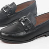Manfield - Dames - Zwarte leren loafers met vierkanten chain - Maat 37