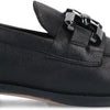 Manfield - Dames - Zwarte leren loafers met vierkanten chain - Maat 37