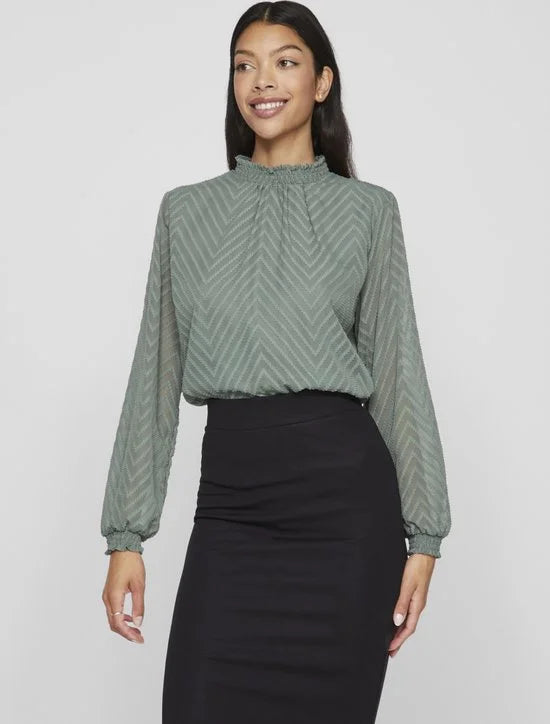 VILA - VIMICHELLE L/S HIGH NECK TOP/RP4/KA - Dames - Blouses