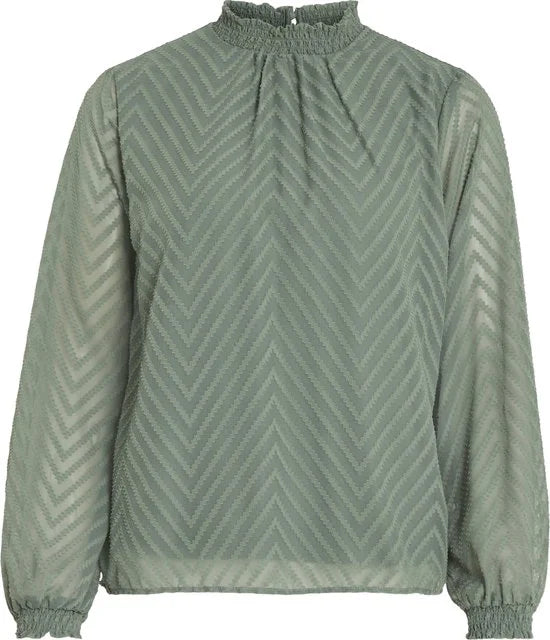 VILA - VIMICHELLE L/S HIGH NECK TOP/RP4/KA - Dames - Blouses