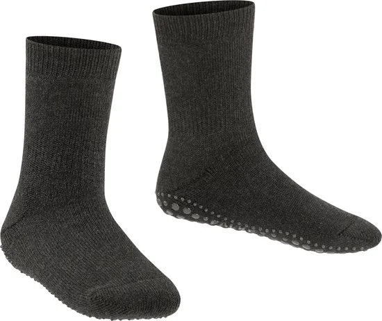 FALKE Catspads antislip noppen katoen merinowol huissokken kinderen grijs - Maat 39-42