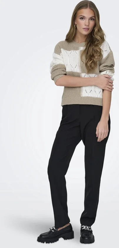 Jacqueline de Yong Trui Jdyjusty L/s Mix Structure Pullover 15276930 Cement/cement Dames Maat - M