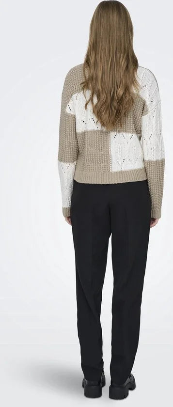 Jacqueline de Yong Trui Jdyjusty L/s Mix Structure Pullover 15276930 Cement/cement Dames Maat - M