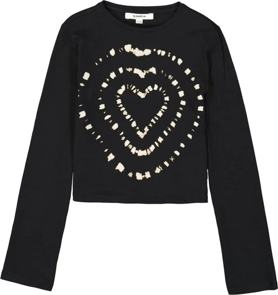GARCIA Meisjes Chest print T-shirt Zwart Long mouw - Maat 140/146