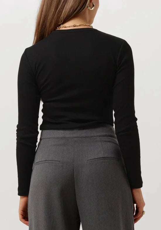 Notre-V Nv-eelke Round Neck Tops & T-shirts Dames - Shirt - Zwart - Maat S