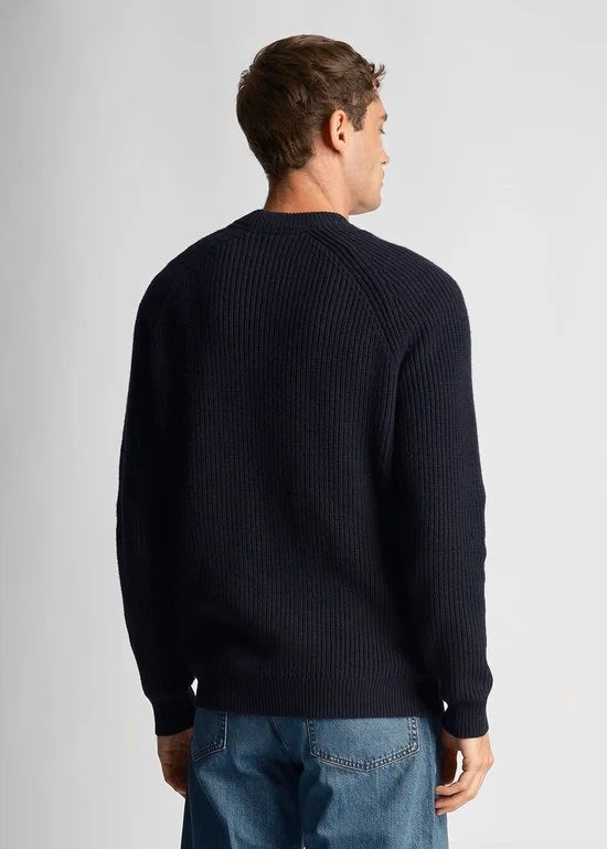 Lyle & Scott Shaker Stitch Mock Neck Jumper Truien & Vesten Heren - Sweater - Hoodie - Vest- Blauw - Maat M