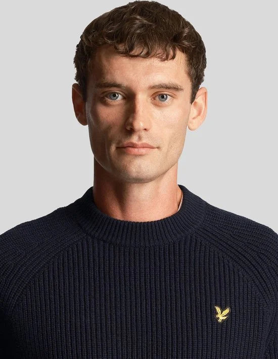 Lyle & Scott Shaker Stitch Mock Neck Jumper Truien & Vesten Heren - Sweater - Hoodie - Vest- Blauw - Maat M