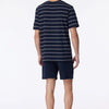 Schiesser heren shortama - blauw gestreept -  Maat XXXXXL