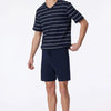Schiesser heren shortama - blauw gestreept -  Maat XXXXXL