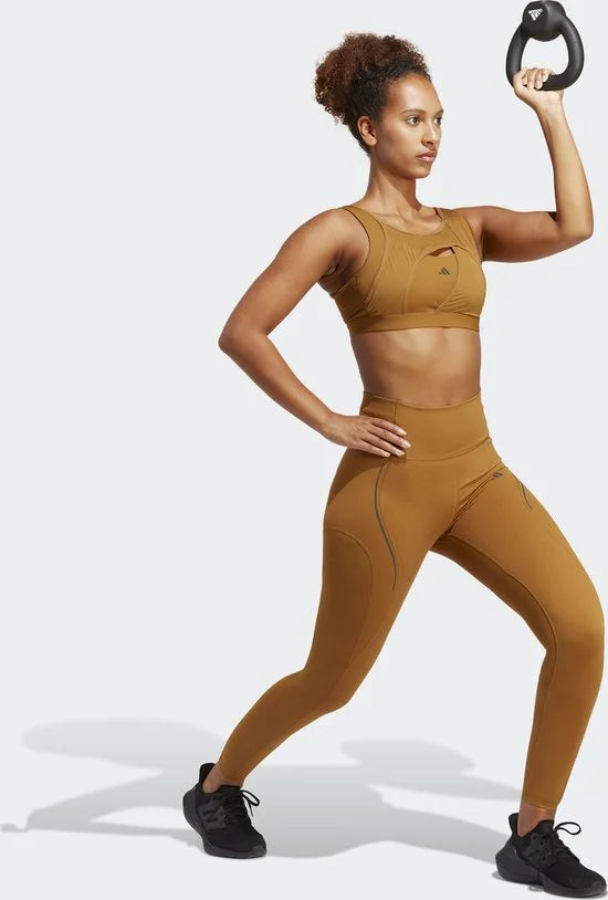 adidas Performance Powerimpact Luxe Medium-Support Beha - Dames - Bruin- L D-DD