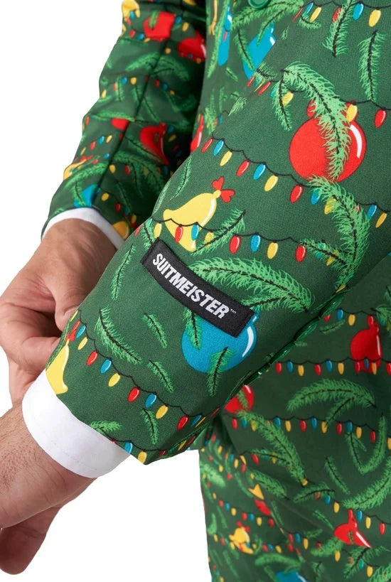 Suitmeister Christmas Green met lichtjes - Mannen Kerst Kostuum - Kerstpak - Kerst - Groen - Maat M