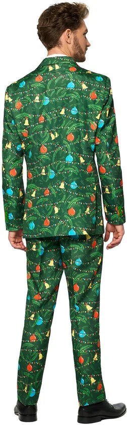Suitmeister Christmas Green met lichtjes - Mannen Kerst Kostuum - Kerstpak - Kerst - Groen - Maat M