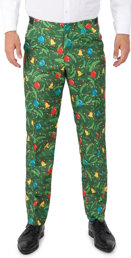 Suitmeister Christmas Green met lichtjes - Mannen Kerst Kostuum - Kerstpak - Kerst - Groen - Maat M