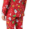 Suitmeister Christmas Red Icons met lichtjes- Verkleedpak - Heren Kerstpak - Kerst Outfit - Rood - Maat L