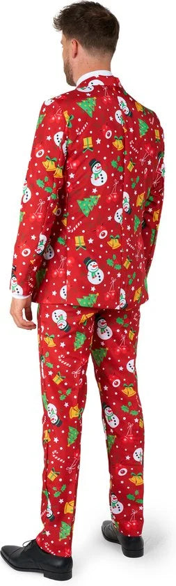 Suitmeister Christmas Red Icons met lichtjes- Verkleedpak - Heren Kerstpak - Kerst Outfit - Rood - Maat L