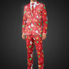 Suitmeister Christmas Red Icons met lichtjes- Verkleedpak - Heren Kerstpak - Kerst Outfit - Rood - Maat L