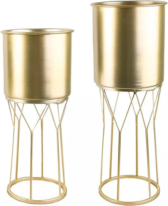 Plantenbakken goudkleurig (2 stuks)