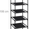 schoenenrek - 6 etages - 106 x 33 x 33 cm - smal - steeksysteem - zwart-grijs