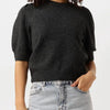 Neo Noir Martha Bow Knit Tee Tops & T-shirts Dames - Shirt - Antraciet - Maat 36