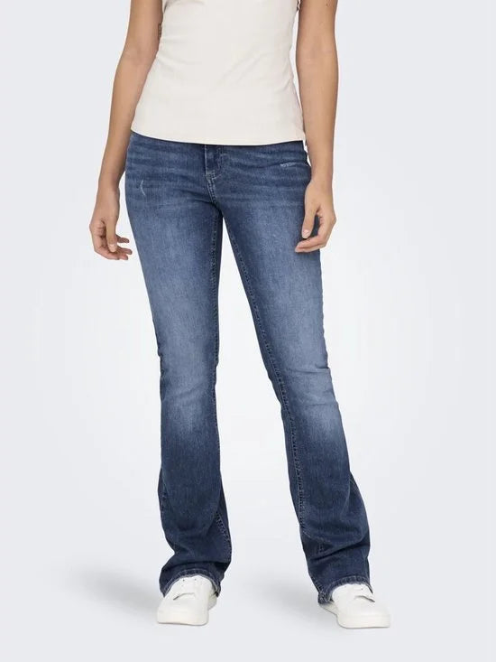 Only Dames Jeans Broeken ONLBLUSH MID FLARED TAI305 flared Fit Blauw Volwassenen