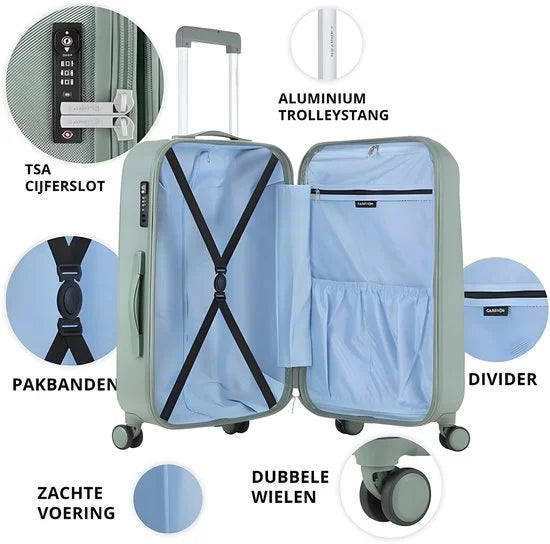 CarryOn Skyhopper Handbagage Koffer 55cm – 32 Ltr Trolley met TSA-slot - Olijf