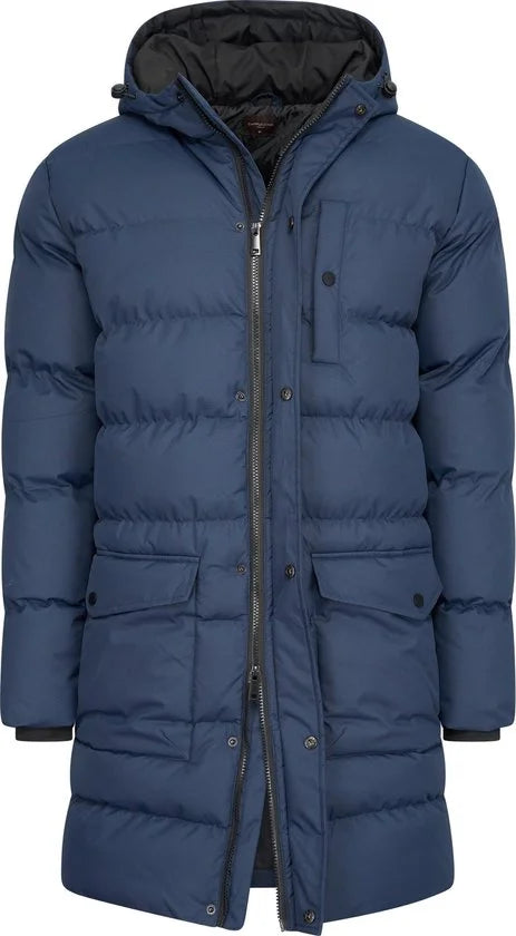 Cappuccino Italia - Heren Jas winter Hooded Winter Jacket Navy - Blauw - Maat XXL