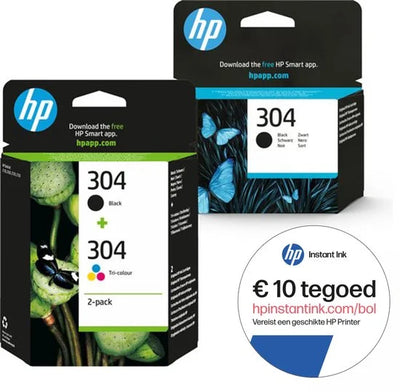 HP 304 - Inktcartridge - Origineel - Kleur & 2x Zwart - 3-pack + Instant Ink tegoed