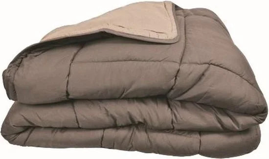 Bedrukt Dekbed Hoesloos Wasbaar Zonder Overtrek Lits Jumeaux - Taupe & Linnen 240x220cm - Taupe bruin - Creme beige