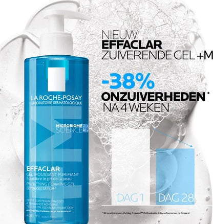 La Roche-Posay Effaclar Zuiverende Reinigingsgel +M - voor een Vette, Onzuivere Huid met Neiging tot Acne - 400ml