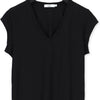 CC Heart Basic V-neck Tshirt Tops & T-shirts Dames - Shirt - Zwart - Maat M