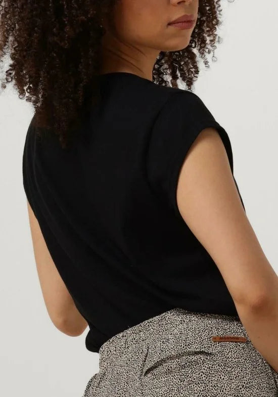 CC Heart Basic V-neck Tshirt Tops & T-shirts Dames - Shirt - Zwart - Maat L