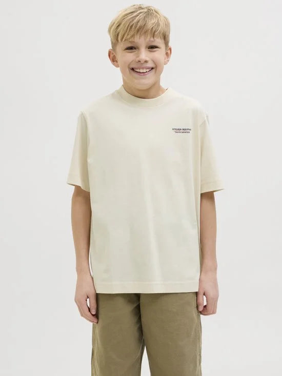 JACK&JONES JUNIOR JORISLINGTON TYPE TEE SS CREW N. SN JNR Jongens T-shirt - Antique White