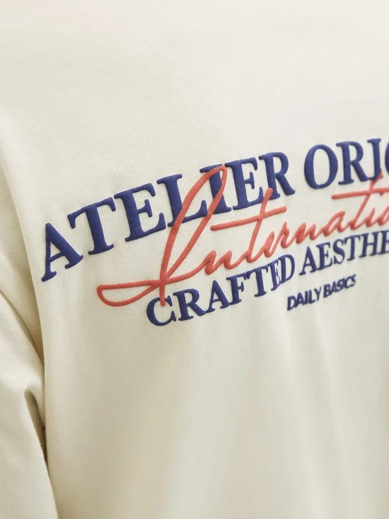 JACK&JONES JUNIOR JORISLINGTON TYPE TEE SS CREW N. SN JNR Jongens T-shirt - Antique White