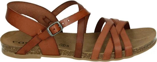Cosmos 6106807 - Platte sandalenDames Sandalen - Kleur: Cognac - Maat: 38