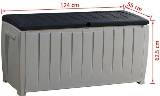 Keter Novel Opbergbox - 340L - 124x55x62.5cm - Grijs