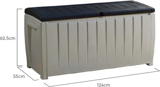 Keter Novel Opbergbox - 340L - 124x55x62.5cm - Grijs