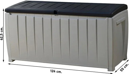 Keter Novel Opbergbox - 340L - 124x55x62.5cm - Grijs