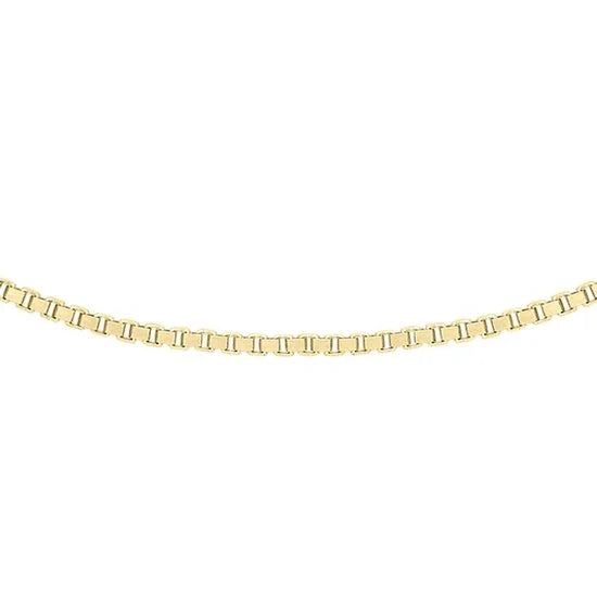 Lucardi Dames Ketting met venetiaanse schakel - 9 karaat - Ketting - Cadeau voor vrouwen - 46 cm - Geelgoud