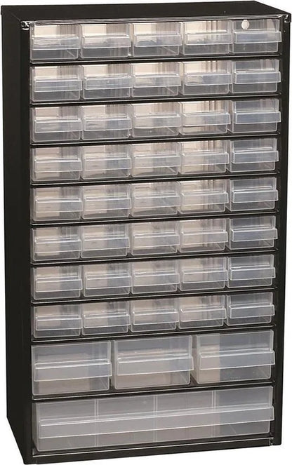 Raaco Ladekast met 44 lades - Metalen Assortimentskast - Opbergsysteem voor o.a. schroeven en bouten - Kan aan de muur bevestigd worden - Incl. 10 tu